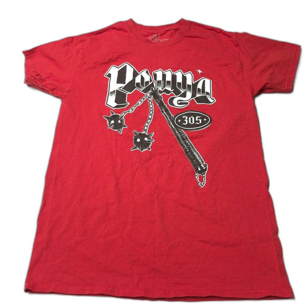 Official Pouya Lyrics Red Shirt M 305 Bullets Fly Rap Merch Tee G59 Suicide Boys
